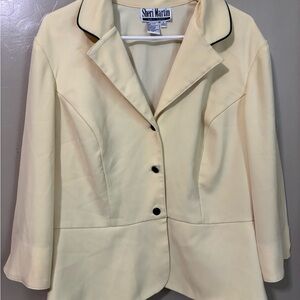 Sheri Martin Cream Blazer with Black Trim